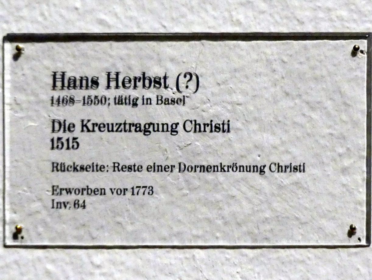 Hans Herbst (1515), Die Kreuztragung Christi, Karlsruhe, Staatliche Kunsthalle, Saal 15, 1515, Bild 2/2