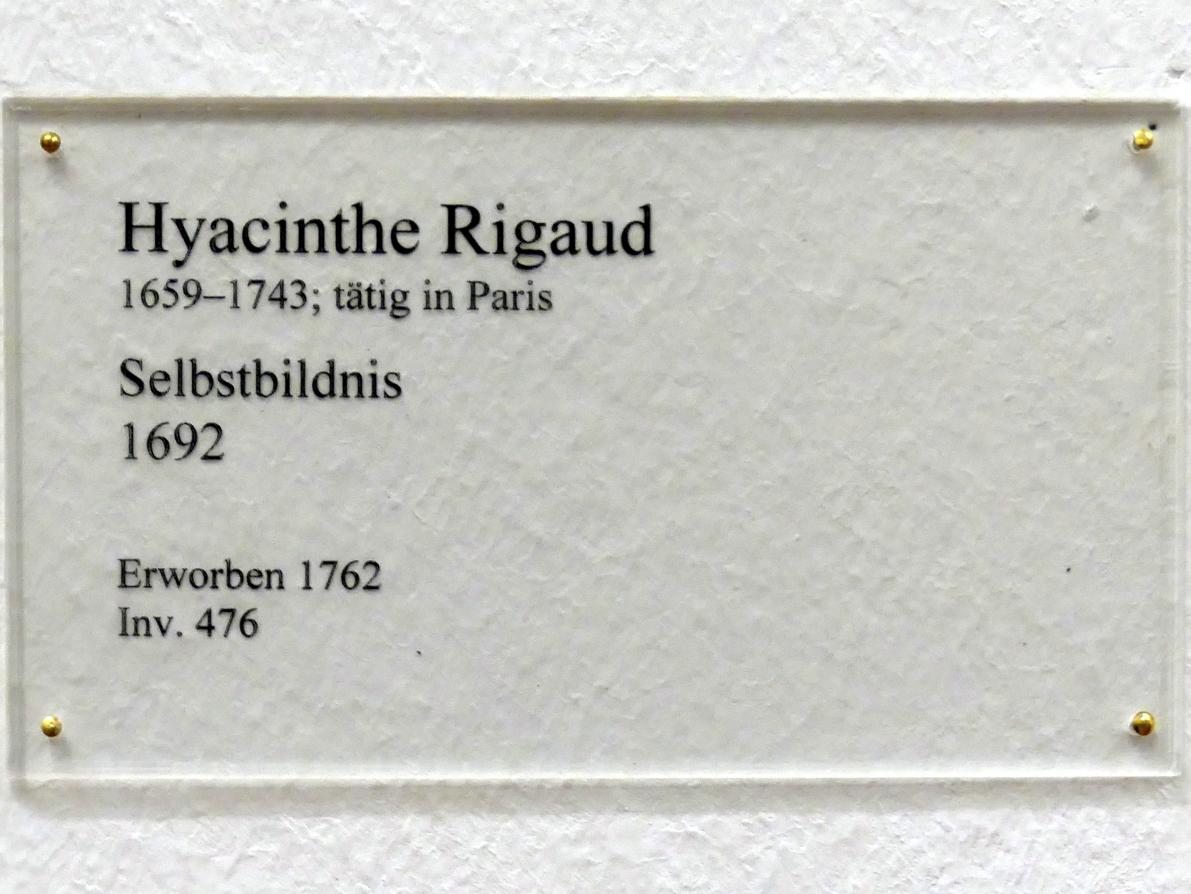 Hyacinthe Rigaud (1688–1740), Selbstbildnis, Karlsruhe, Staatliche Kunsthalle, Saal 22, 1692, Bild 2/2