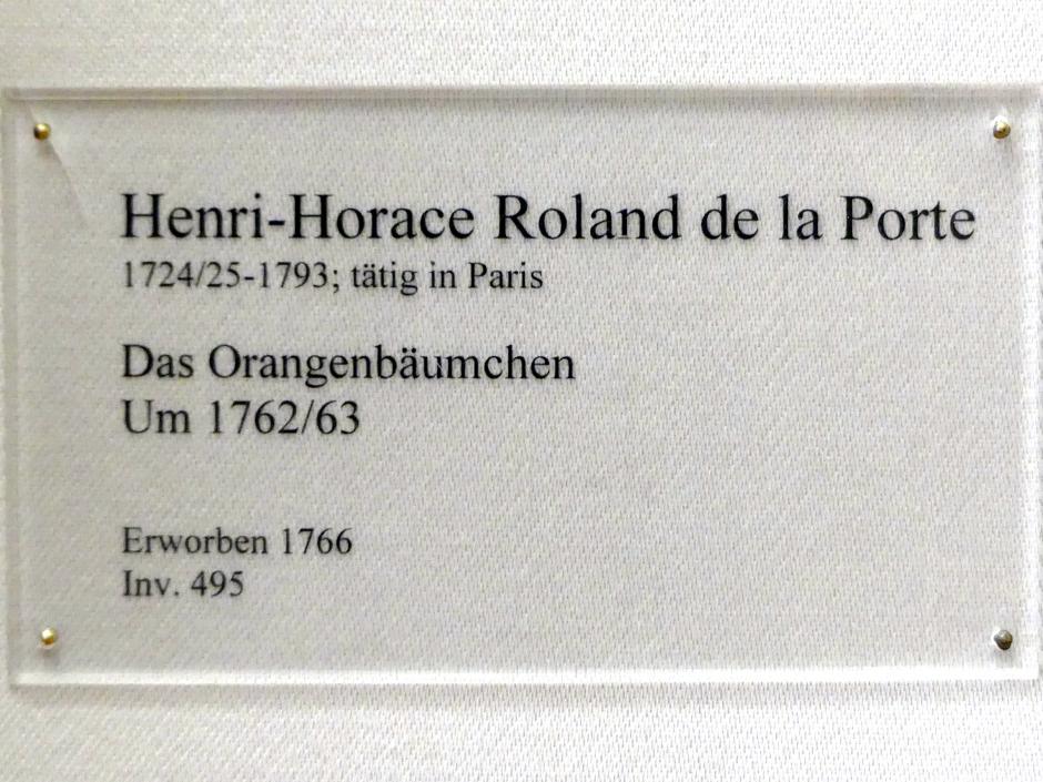 Henri-Horace Roland Delaporte (1762–1788), Das Orangenbäumchen, Karlsruhe, Staatliche Kunsthalle, Saal 23, um 1762–1763, Bild 2/2