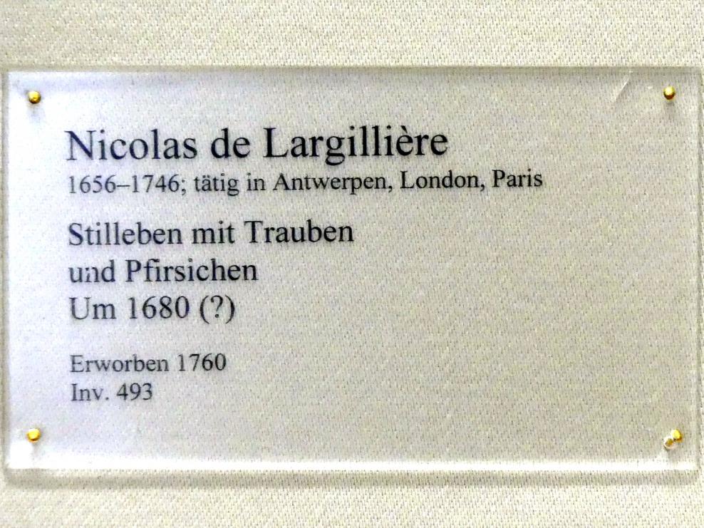 Nicolas de Largillière (1680–1730), Stillleben mit Trauben und Pfirsichen, Karlsruhe, Staatliche Kunsthalle, Saal 23, um 1680, Bild 2/2