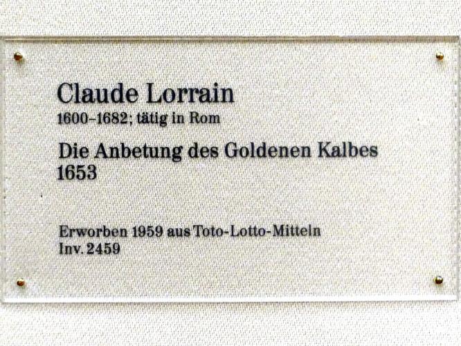 Claude Lorrain (Claude Gellée) (1628–1681), Die Anbetung des Goldenen Kalbes, Karlsruhe, Staatliche Kunsthalle, Saal 28, 1653, Bild 2/2