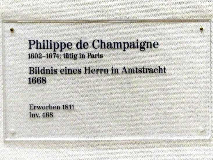 Philippe de Champaigne (1629–1668), Bildnis eines Herrn in Amtstracht, Karlsruhe, Staatliche Kunsthalle, Saal 28, 1668, Bild 2/2