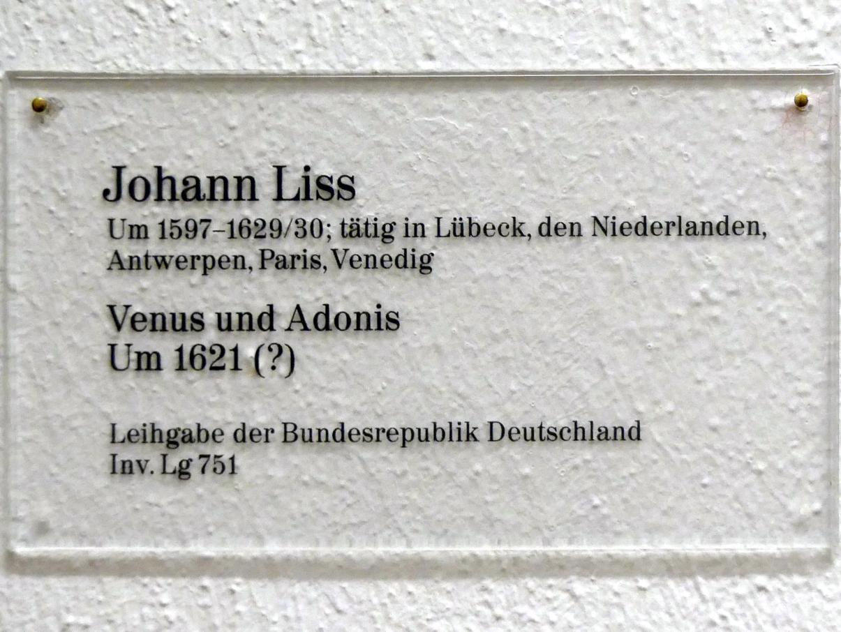 Johann Liss (1617–1630), Venus und Adonis, Karlsruhe, Staatliche Kunsthalle, Saal 31, um 1621, Bild 2/2