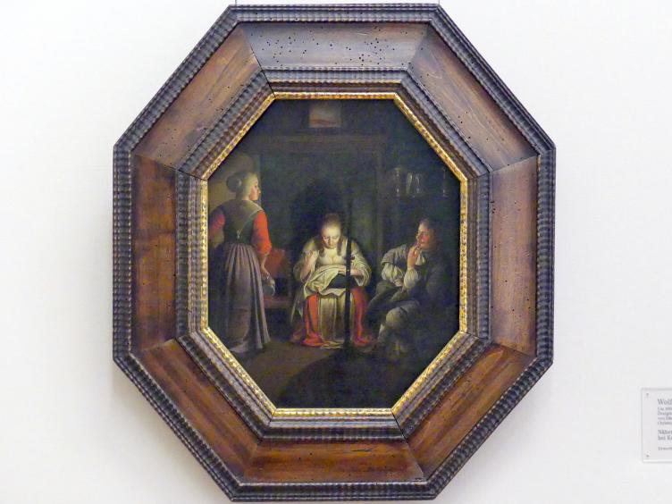 Wolfgang Heimbach: Nähende Frau, Kavalier und Magd bei Kerzenlicht, 1660
