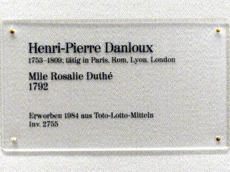 Henri-Pierre Danloux (1792–1813), Mlle Rosalie Duthé, Karlsruhe, Staatliche Kunsthalle, Saal 37, 1792, Bild 2/2