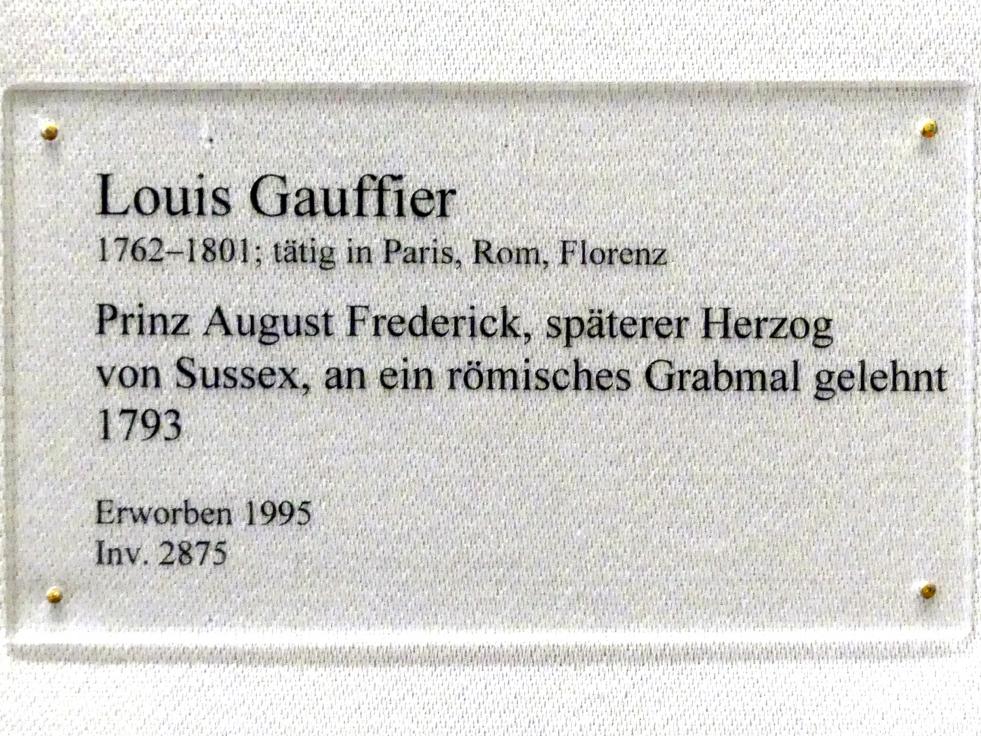 Louis Gauffier (1787–1793), Prinz August Frederick, späterer Herzog von Sussex, an ein römisches Grabmal gelehnt, Karlsruhe, Staatliche Kunsthalle, Saal 37, 1793, Bild 2/2