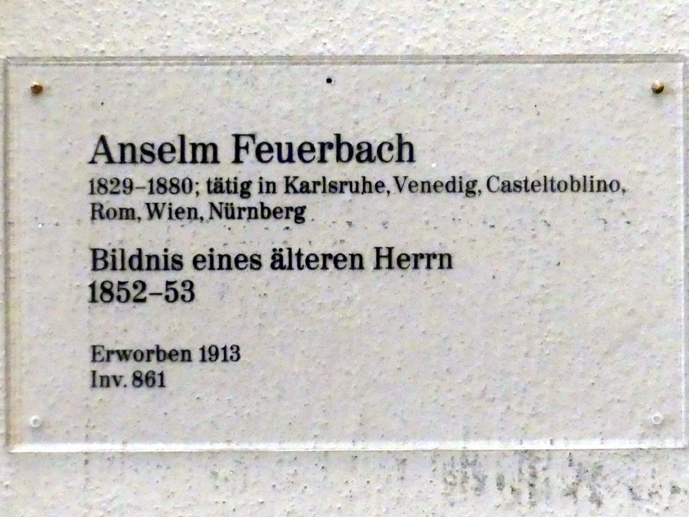 Anselm Feuerbach (1846–1878), Bildnis eines älteren Herrn, Karlsruhe, Staatliche Kunsthalle, Saal 62, 1852–1853, Bild 2/2