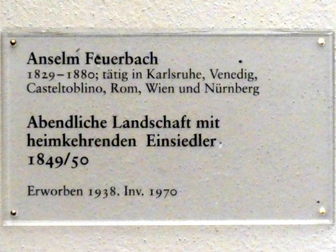 Anselm Feuerbach (1846–1878), Abendliche Landschaft mit heimkehrendem Einsiedler, Karlsruhe, Staatliche Kunsthalle, Saal 62, 1849–1850, Bild 2/2