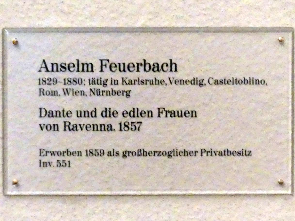 Anselm Feuerbach (1846–1878), Dante und die edlen Frauen von Ravenna, Karlsruhe, Staatliche Kunsthalle, Saal 62, 1857, Bild 2/2