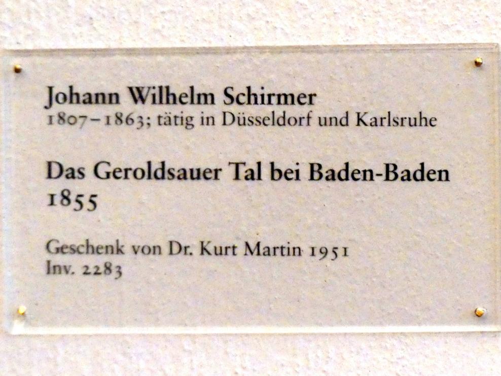 Johann Wilhelm Schirmer (1830–1860), Das Geroldsauer Tal bei Baden-Baden, Karlsruhe, Staatliche Kunsthalle, Saal 63, 1855, Bild 2/2