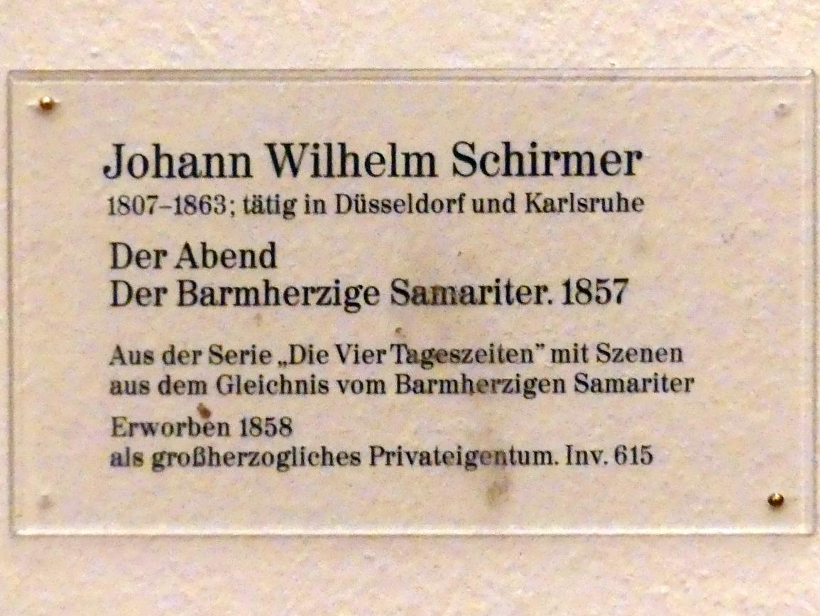Johann Wilhelm Schirmer (1830–1860), Der Abend (Der Barmherzige Samariter), Karlsruhe, Staatliche Kunsthalle, Saal 63, 1857, Bild 2/2