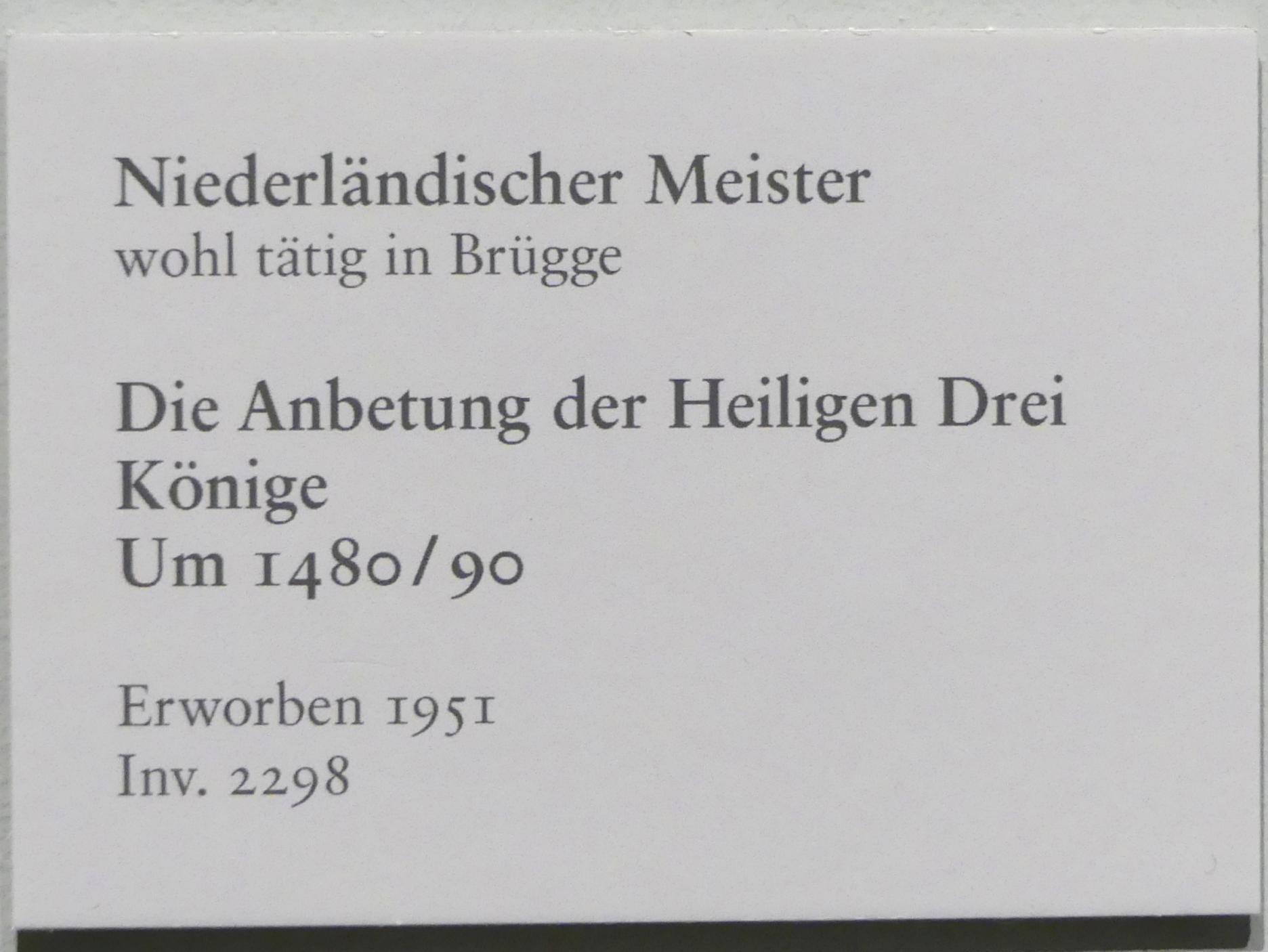 Die Anbetung der Heiligen Drei Könige, Karlsruhe, Staatliche Kunsthalle, Saal 68, um 1480–1490, Bild 2/2