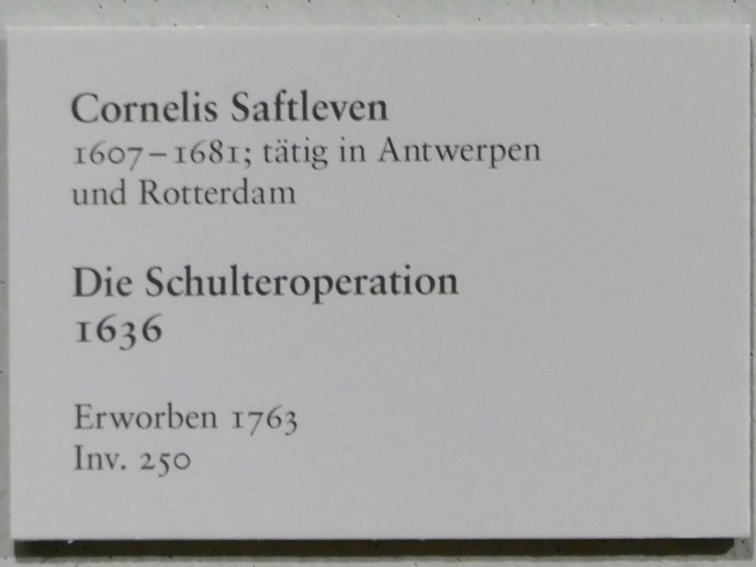 Cornelis Saftleven (1629–1681), Die Schulteroperation, Karlsruhe, Staatliche Kunsthalle, Saal 72, 1636, Bild 2/2