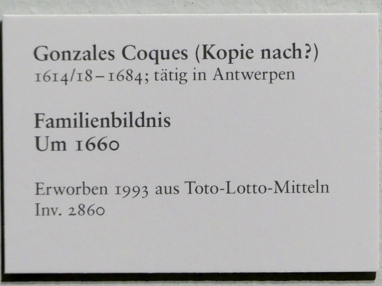 Gonzales Coques (1644–1660), Familienbildnis, Karlsruhe, Staatliche Kunsthalle, Saal 72, um 1660, Bild 2/2