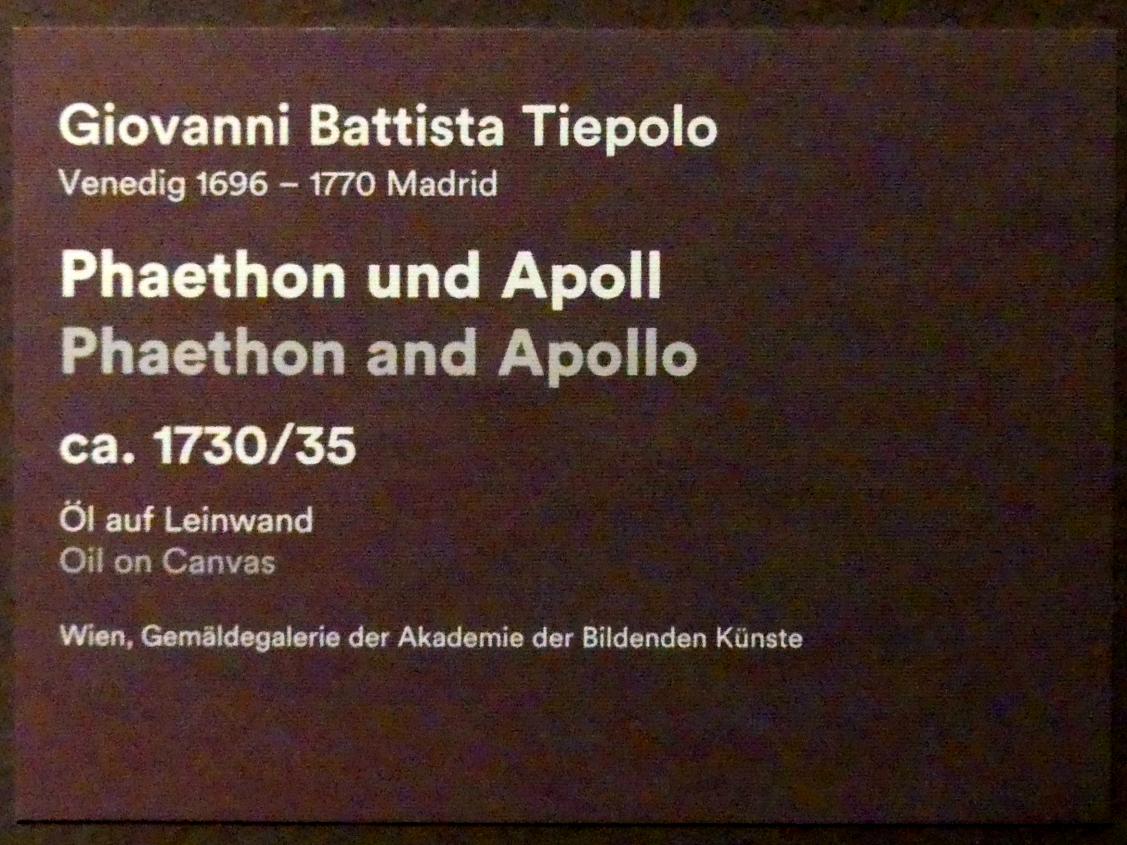 Giovanni Battista Tiepolo (1715–1785), Phaethon und Apoll, Stuttgart, Staatsgalerie, Ausstellung "Tiepolo"  vom 11.10.2019 - 02.02.2020, Saal 2: Porträt, Mythen und biblische Historie, um 1730–1735, Bild 2/2