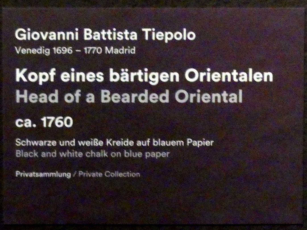 Giovanni Battista Tiepolo (1715–1785), Kopf eines bärtigen Orientalen, Stuttgart, Staatsgalerie, Ausstellung "Tiepolo"  vom 11.10.2019 - 02.02.2020, Saal 2: Porträt, Mythen und biblische Historie, um 1760, Bild 3/3