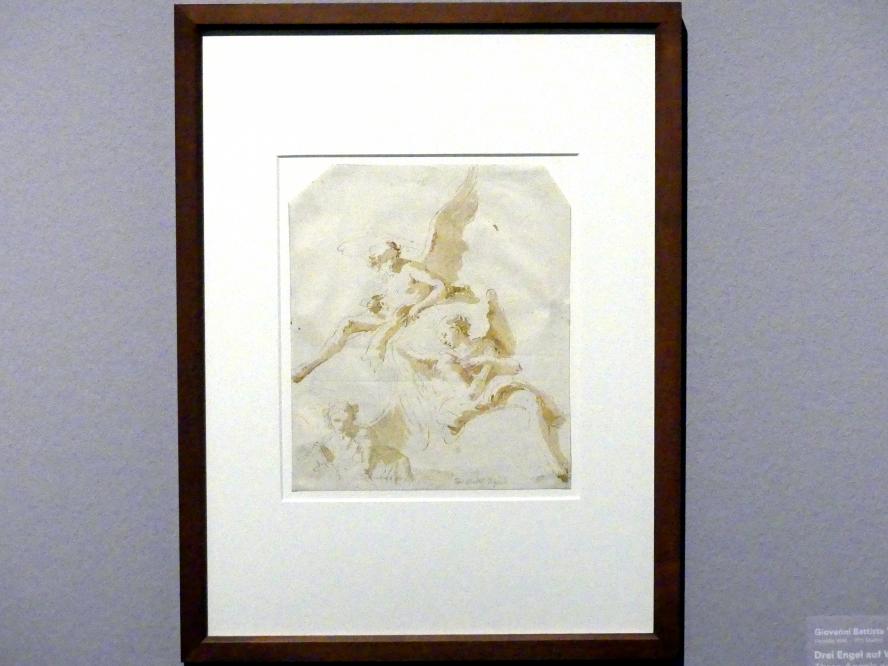 Giovanni Battista Tiepolo (1715–1785), Drei Engel auf Wolken, Stuttgart, Staatsgalerie, Ausstellung "Tiepolo"  vom 11.10.2019 - 02.02.2020, Saal 3: Religiöse Bilder, um 1732, Bild 2/3
