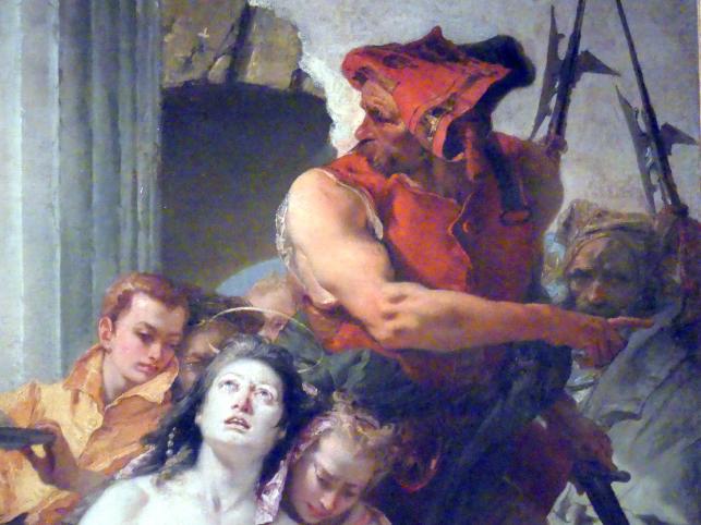 Giovanni Battista Tiepolo (1715–1785), Das Martyrium der heiligen Agathe, Stuttgart, Staatsgalerie, Ausstellung "Tiepolo"  vom 11.10.2019 - 02.02.2020, Saal 3: Religiöse Bilder, um 1755, Bild 2/4