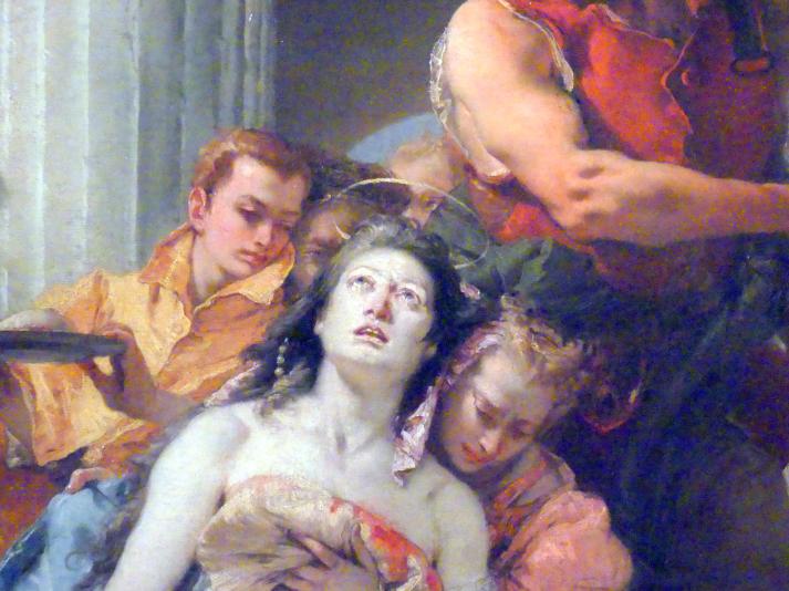 Giovanni Battista Tiepolo (1715–1785), Das Martyrium der heiligen Agathe, Stuttgart, Staatsgalerie, Ausstellung "Tiepolo"  vom 11.10.2019 - 02.02.2020, Saal 3: Religiöse Bilder, um 1755, Bild 3/4