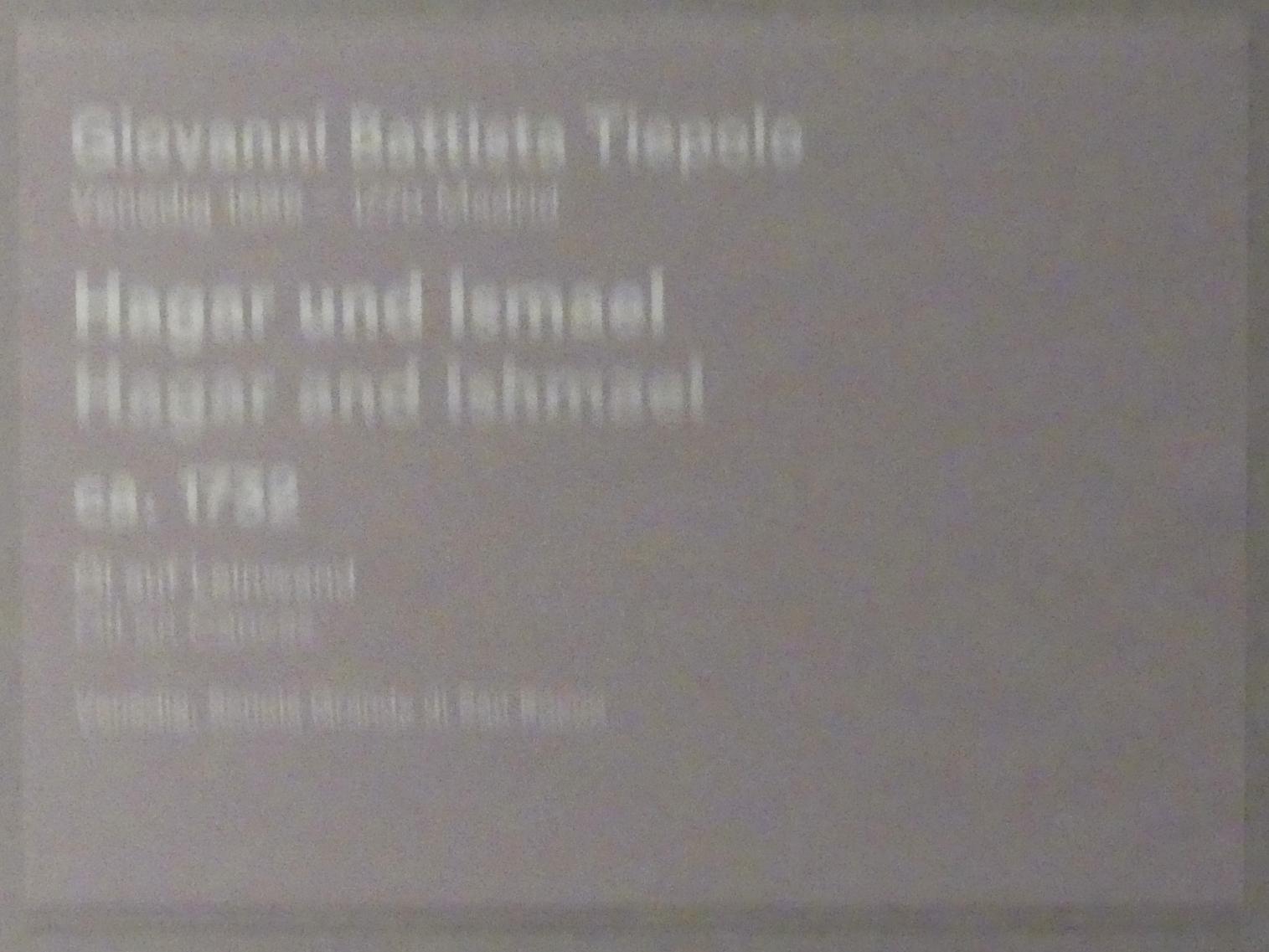 Giovanni Battista Tiepolo (1715–1785), Hagar und Ismael, Stuttgart, Staatsgalerie, Ausstellung "Tiepolo"  vom 11.10.2019 - 02.02.2020, Saal 3: Religiöse Bilder, um 1732, Bild 2/2