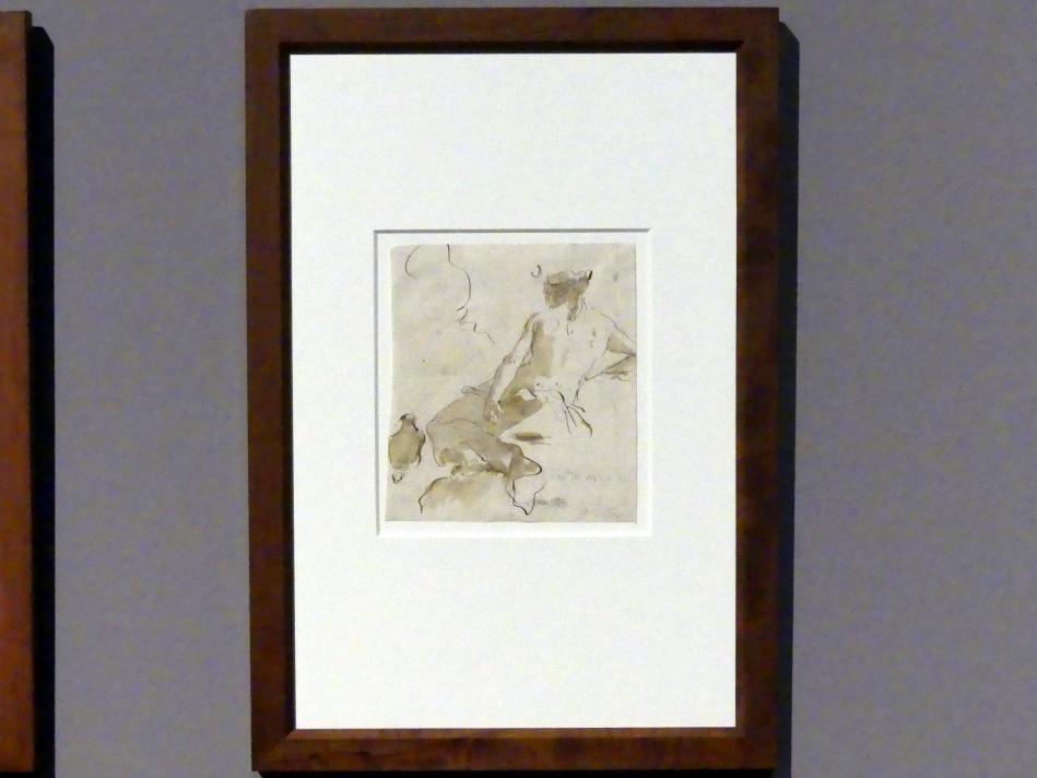 Giovanni Battista Tiepolo (1715–1785), Diana, Stuttgart, Staatsgalerie, Ausstellung "Tiepolo"  vom 11.10.2019 - 02.02.2020, Saal 5: Zeichnungen und Modelli, 1756–1757, Bild 2/3
