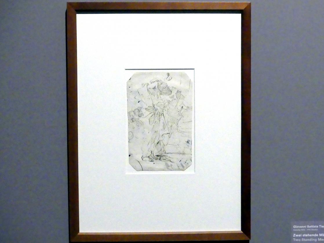 Giovanni Battista Tiepolo (1715–1785), Zwei stehende Männer, Stuttgart, Staatsgalerie, Ausstellung "Tiepolo"  vom 11.10.2019 - 02.02.2020, Saal 5: Zeichnungen und Modelli, um 1718–1720, Bild 2/3