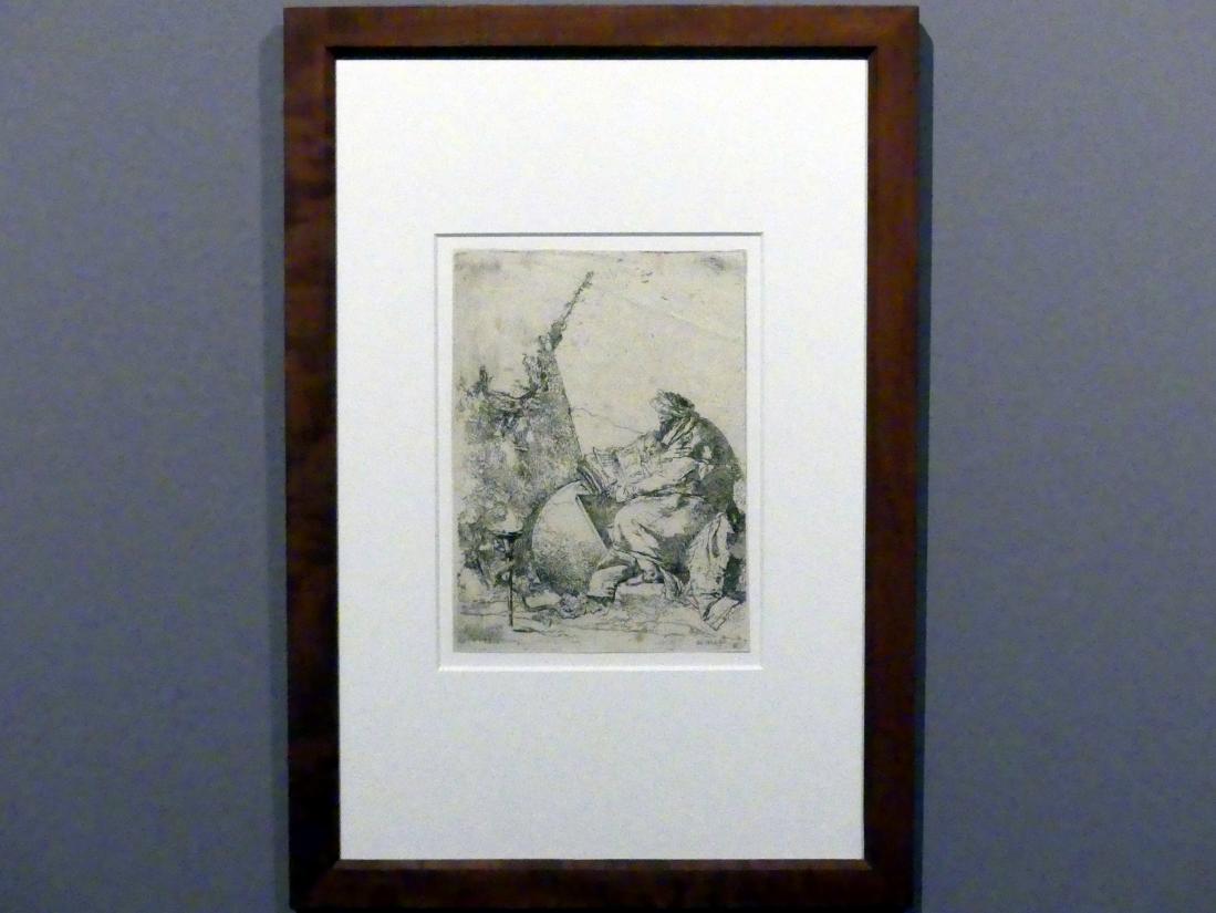 Giovanni Battista Tiepolo (1715–1785), Der Philosoph, Stuttgart, Staatsgalerie, Ausstellung "Tiepolo"  vom 11.10.2019 - 02.02.2020, Saal 6: Karikaturen, Capricci und Scherzi, um 1743–1757, Bild 2/3