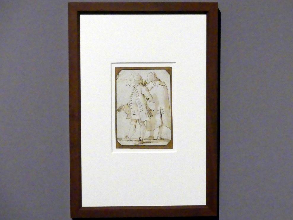 Giovanni Battista Tiepolo (1715–1785), Zwei Karikaturen, Stuttgart, Staatsgalerie, Ausstellung "Tiepolo"  vom 11.10.2019 - 02.02.2020, Saal 6: Karikaturen, Capricci und Scherzi, um 1760, Bild 2/3