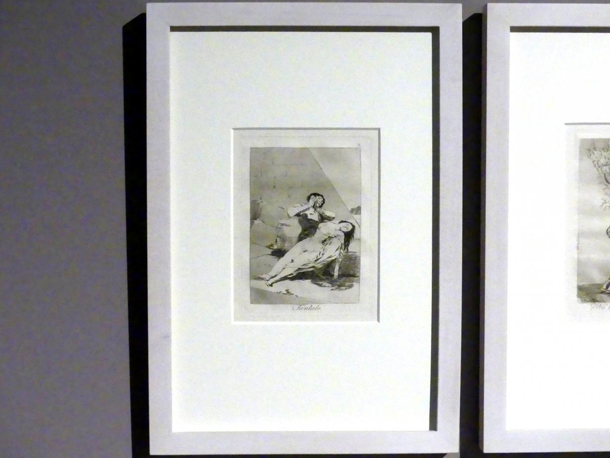 Francisco de Goya (Francisco José de Goya y Lucientes) (1779–1820), Tantalus (Los Caprichos, 9), Stuttgart, Staatsgalerie, Ausstellung "Tiepolo"  vom 11.10.2019 - 02.02.2020, Saal 6: Karikaturen, Capricci und Scherzi, 1799, Bild 2/3