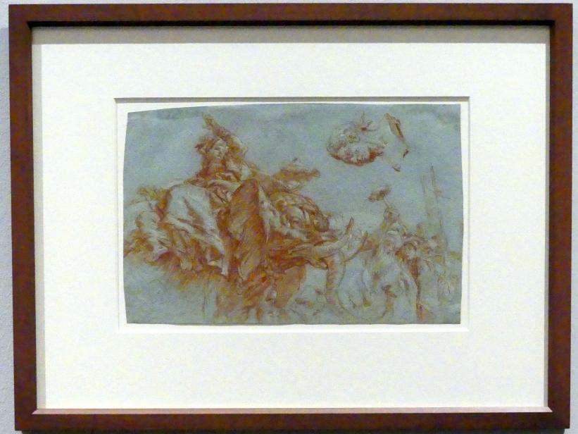 Giovanni Domenico Tiepolo (1743–1785), Figur der Asia, römischer Imperator, Stuttgart, Staatsgalerie, Ausstellung "Tiepolo"  vom 11.10.2019 - 02.02.2020, Saal 8: Die Würzburger Residenz, 1752–1753, Bild 2/3