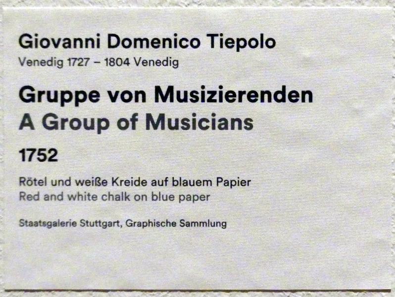 Giovanni Domenico Tiepolo (1743–1785), Gruppe von Musizierenden, Stuttgart, Staatsgalerie, Ausstellung "Tiepolo"  vom 11.10.2019 - 02.02.2020, Saal 8: Die Würzburger Residenz, 1752, Bild 3/3