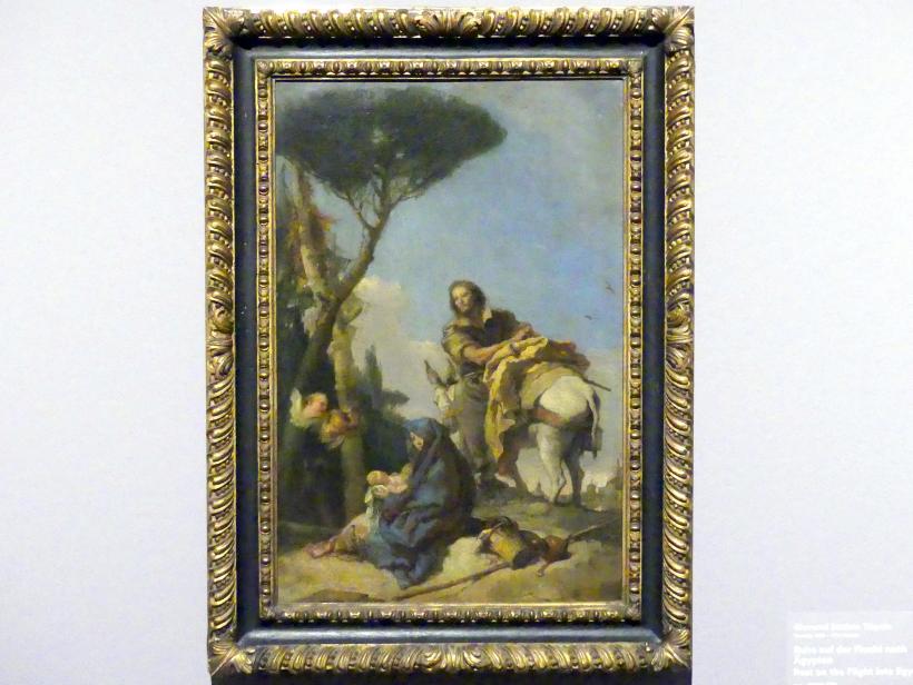Giovanni Battista Tiepolo (1715–1785), Ruhe auf der Flucht nach Ägypten, Stuttgart, Staatsgalerie, Ausstellung "Tiepolo"  vom 11.10.2019 - 02.02.2020, Saal 10: Späte Werke, um 1762–1770
