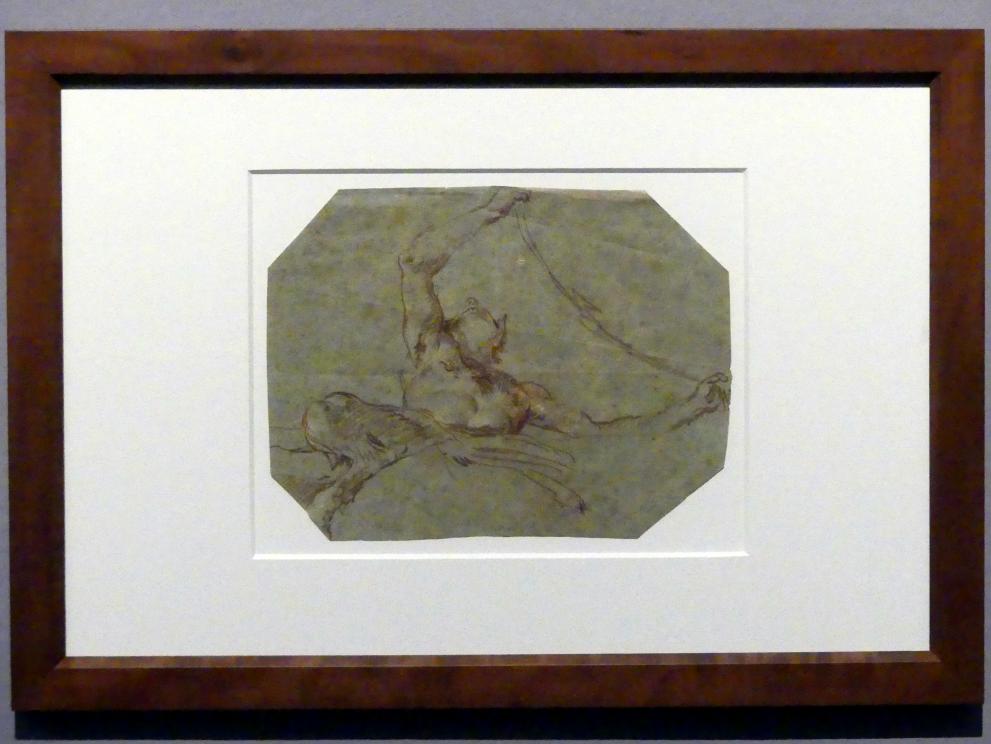 Giovanni Battista Tiepolo (1715–1785), Aufblickender Satyr, der einen Feston emporhält, Stuttgart, Staatsgalerie, Ausstellung "Tiepolo"  vom 11.10.2019 - 02.02.2020, Saal 10: Späte Werke, 1760–1762, Bild 2/3