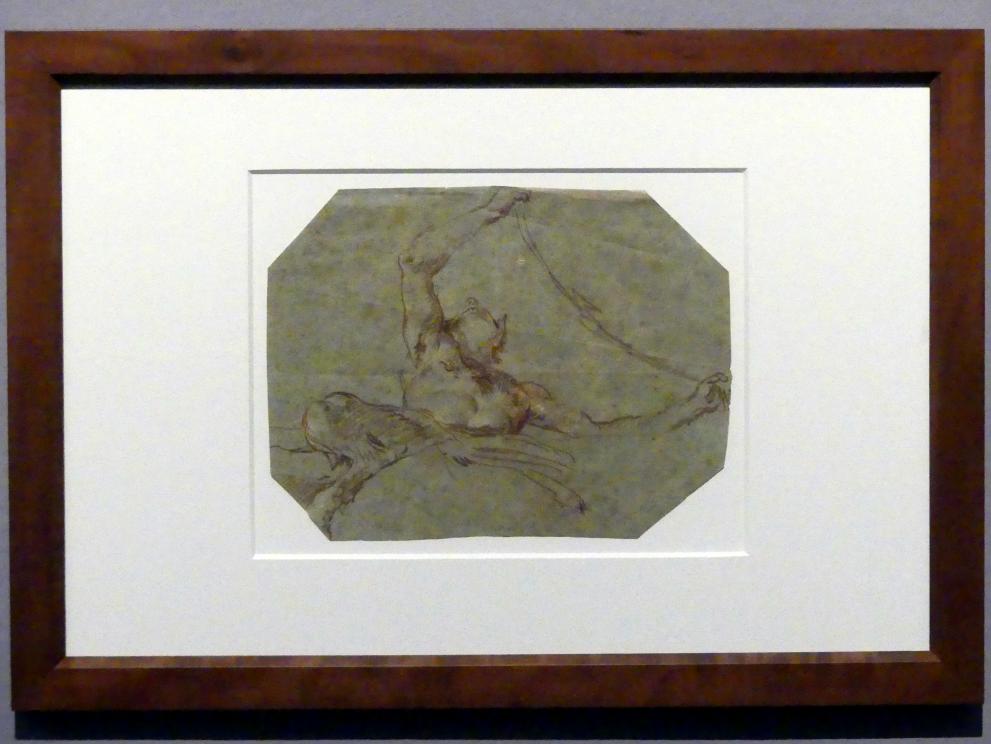 Giovanni Battista Tiepolo (1715–1785), Aufblickender Satyr, der einen Feston emporhält, Stuttgart, Staatsgalerie, Ausstellung "Tiepolo"  vom 11.10.2019 - 02.02.2020, Saal 10: Späte Werke, 1760–1762, Bild 2/3