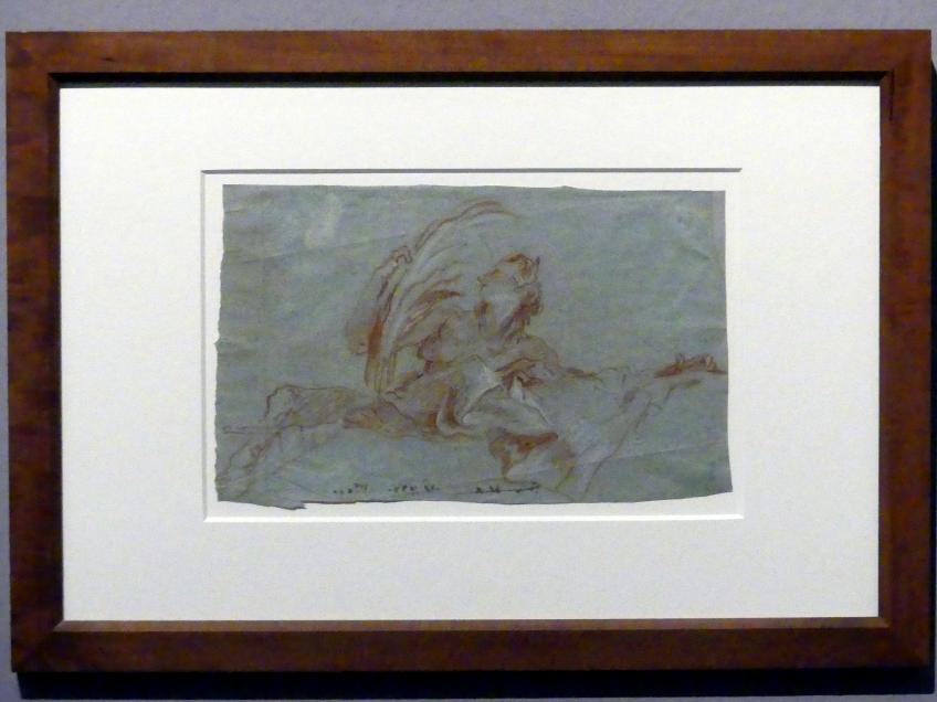 Giovanni Battista Tiepolo (1715–1785), Faunin mit Palmwedel in der Rechten, Stuttgart, Staatsgalerie, Ausstellung "Tiepolo"  vom 11.10.2019 - 02.02.2020, Saal 10: Späte Werke, 1760–1762, Bild 2/3