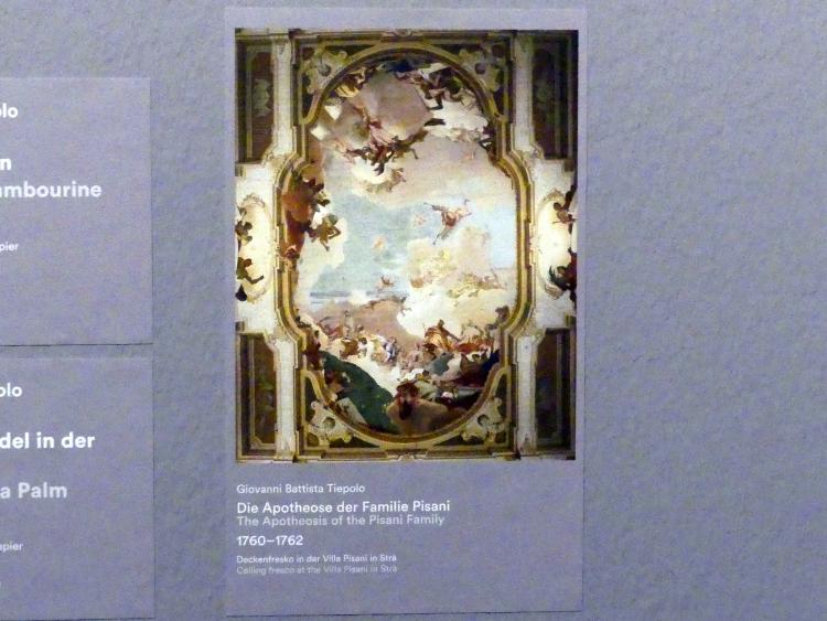 Giovanni Battista Tiepolo (1715–1785), Die Apotheose der Familie Pisani, Stuttgart, Staatsgalerie, Ausstellung "Tiepolo"  vom 11.10.2019 - 02.02.2020, Saal 10: Späte Werke, 1760, Bild 3/3