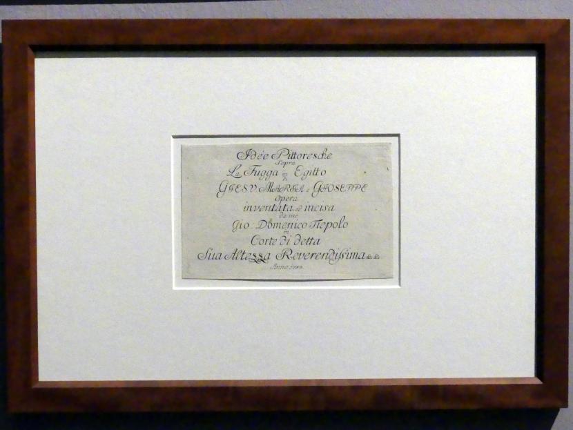 Giovanni Domenico Tiepolo (1743–1785), Malerische Ideen zur Flucht nach Ägapten, Stuttgart, Staatsgalerie, Ausstellung "Tiepolo"  vom 11.10.2019 - 02.02.2020, Saal 10: Späte Werke, 1753, Bild 4/5