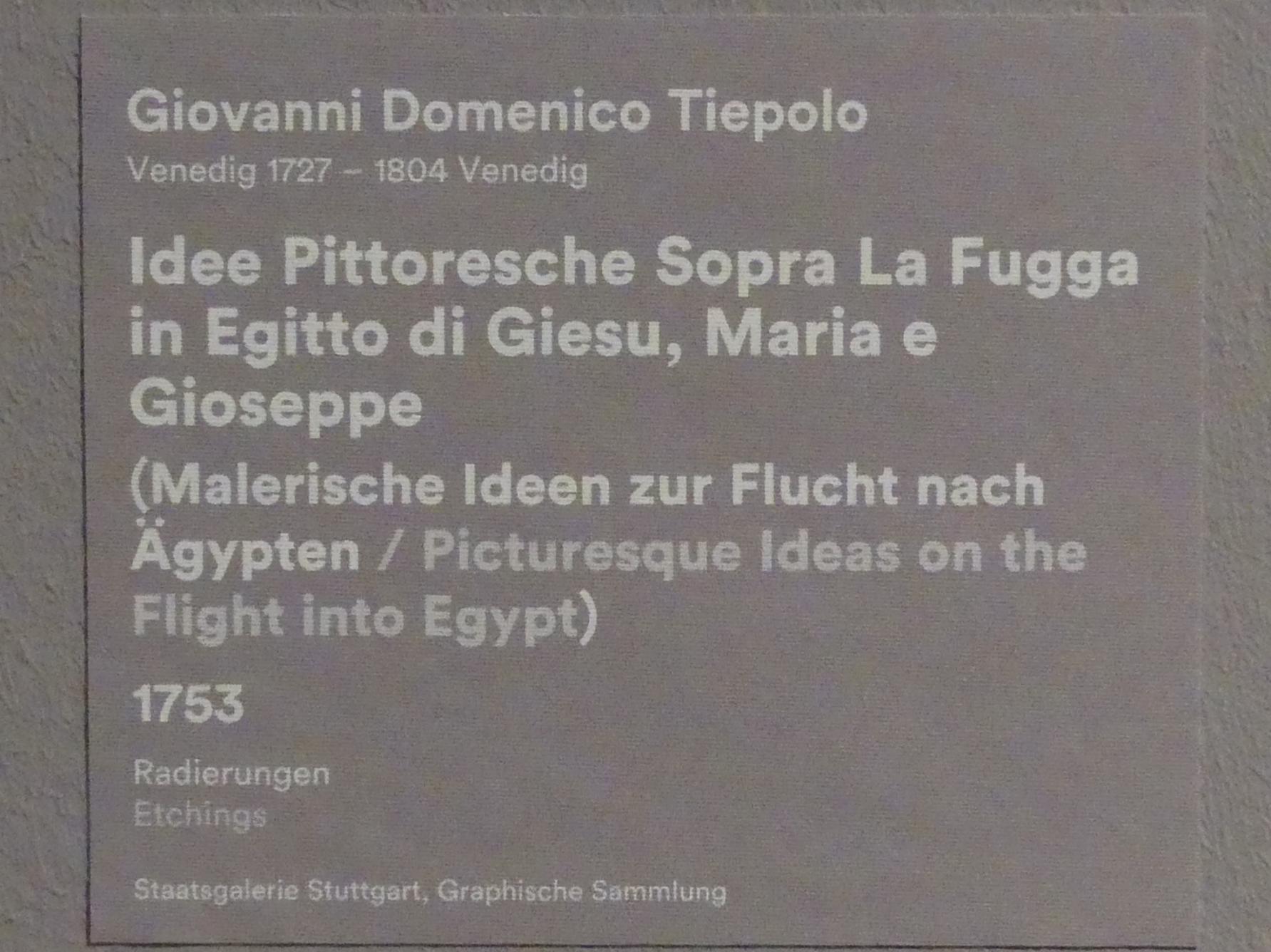 Giovanni Domenico Tiepolo (1743–1785), Malerische Ideen zur Flucht nach Ägapten, Stuttgart, Staatsgalerie, Ausstellung "Tiepolo"  vom 11.10.2019 - 02.02.2020, Saal 10: Späte Werke, 1753, Bild 5/5