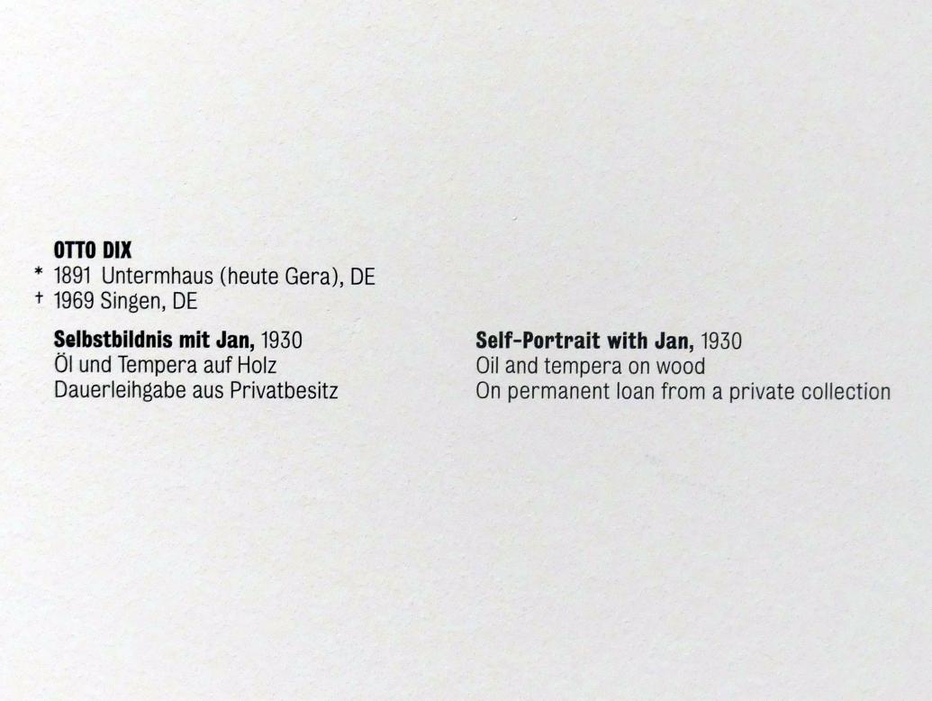 Otto Dix (1913–1949), Selbstbildnis mit Jan, Stuttgart, Kunstmuseum, Saal 2, 1930, Bild 2/2