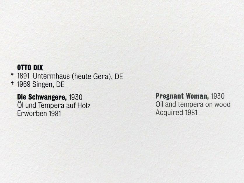 Otto Dix (1913–1949), Die Schwangere, Stuttgart, Kunstmuseum, Saal 2, 1930, Bild 2/2