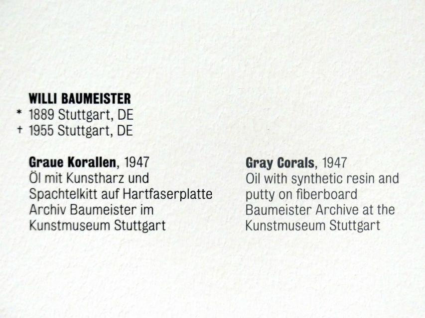Willi Baumeister (1913–1955), Graue Korallen, Stuttgart, Kunstmuseum, Saal 5, 1947, Bild 2/2