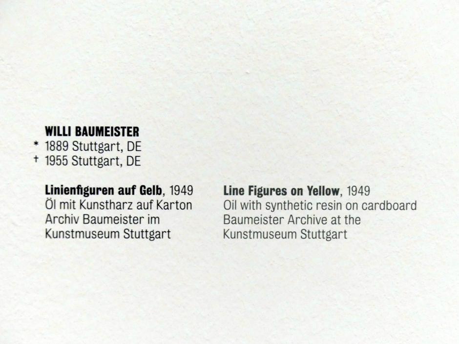 Willi Baumeister (1913–1955), Linienfiguren auf Gelb, Stuttgart, Kunstmuseum, Saal 5, 1949, Bild 2/2
