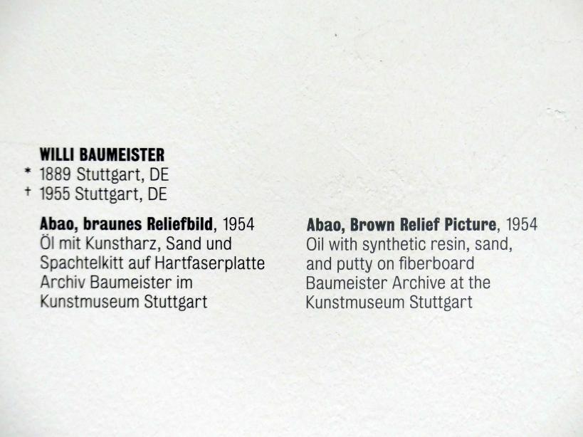 Willi Baumeister (1913–1955), Abao, braunes Reliefbild, Stuttgart, Kunstmuseum, Saal 5, 1954, Bild 2/2