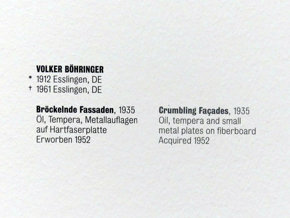 Volker Böhringer (1935), Bröckelnde Fassaden, Stuttgart, Kunstmuseum, Saal 6, 1935, Bild 2/2