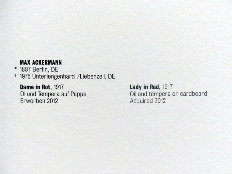 Max Ackermann (1917), Dame in Rot, Stuttgart, Kunstmuseum, Saal 6, 1917, Bild 2/2