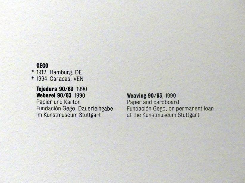 Gego (Gertrud Louise Goldschmidt) (1958–1990), Weberei 90/63, Stuttgart, Kunstmuseum, Saal 8, 1990, Bild 3/3