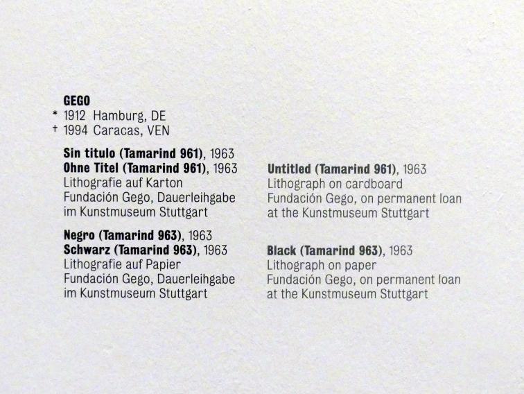 Gego (Gertrud Louise Goldschmidt) (1958–1990), Ohne Titel (Tamarind 961), Stuttgart, Kunstmuseum, Saal 8, 1963, Bild 3/3