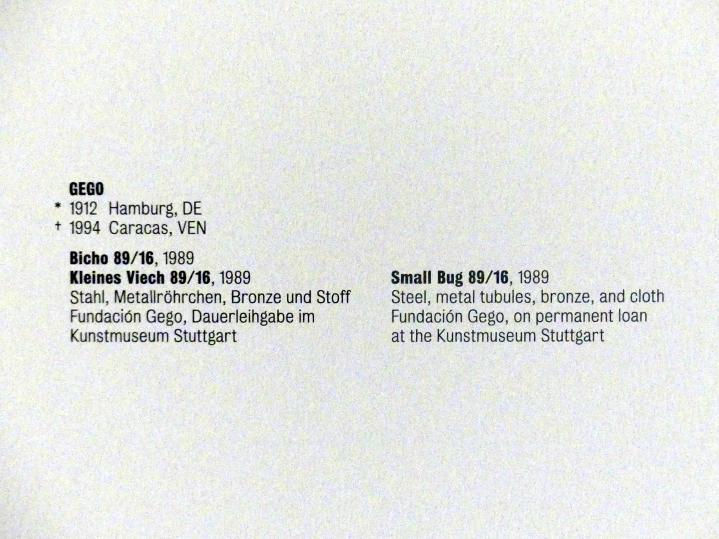 Gego (Gertrud Louise Goldschmidt) (1958–1990), Kleines Viech 89/16, Stuttgart, Kunstmuseum, Saal 8, 1989, Bild 3/3