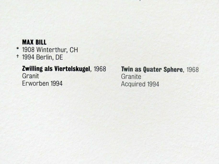 Max Bill (1965–1978), Zwilling als Viertelskugel, Stuttgart, Kunstmuseum, Saal 9, 1968, Bild 6/6