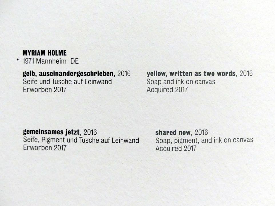 Myriam Holme (2016–2017), gemeinsames jetzt, Stuttgart, Kunstmuseum, Saal 19, 2016, Bild 2/2